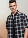 Highlander Men Black Checked Oversized Fit Casual Shirt - Black - Image 1