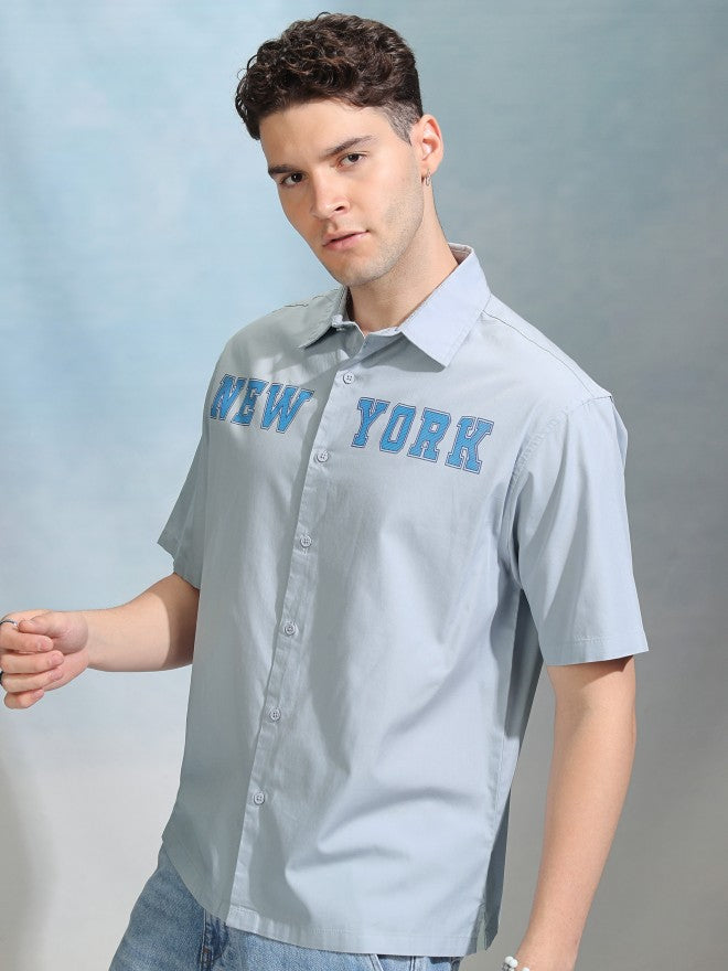 Highlander Men Blue Printed Oversized Fit Casual Shirt - Blue - Image 4