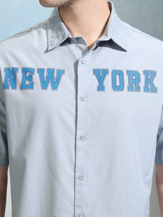 Highlander Men Blue Printed Oversized Fit Casual Shirt - Blue - Image 5