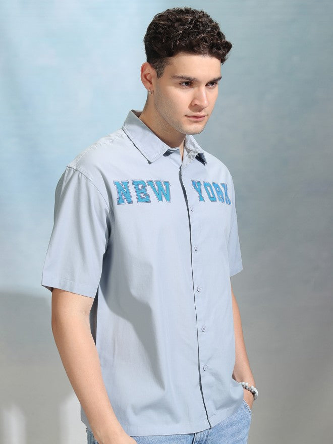 Highlander Men Blue Printed Oversized Fit Casual Shirt - Blue - Image 6