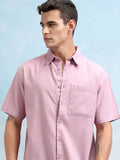 Highlander Men Pink Textured Oversized Fit Casual Shirt - Pink - Image 1