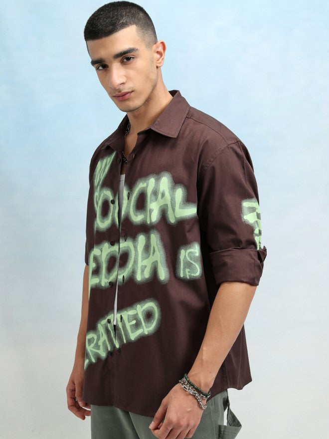 Highlander Men Brown Regular Collar Long Sleeve Printed Overshirt - Brown - Image 4