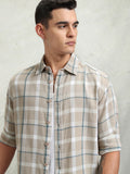 Highlander Men Brown Checked Oversized Fit Casual Shirt - Brown - Image 1