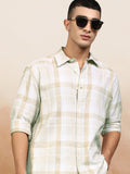 Highlander Men White Checked Oversized Fit Casual Shirt - White - Image 1