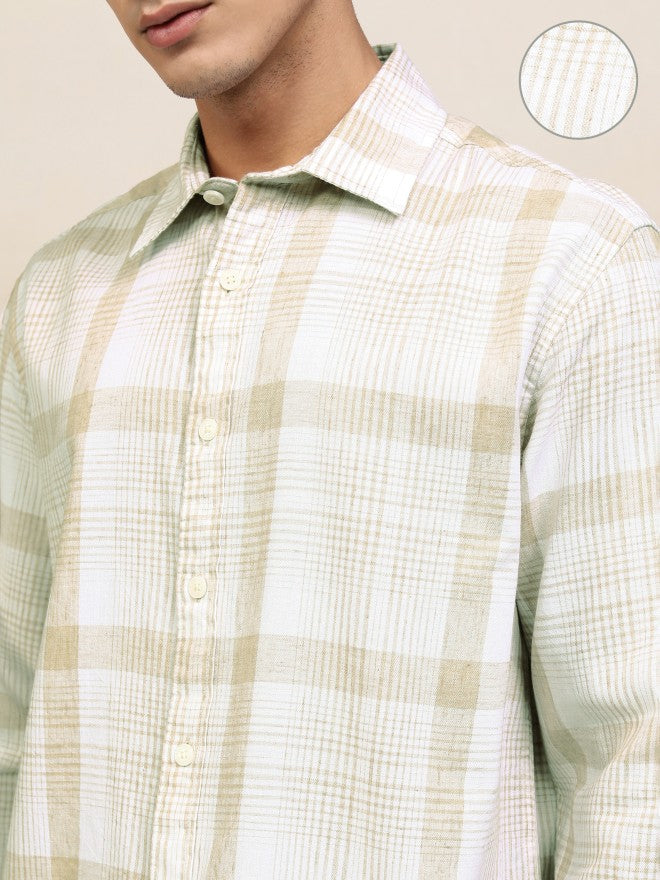 Highlander Men White Checked Oversized Fit Casual Shirt - White - Image 5