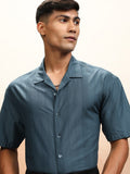 Highlander Men Blue Striped Oversized Fit Casual Shirt - Blue - Image 1