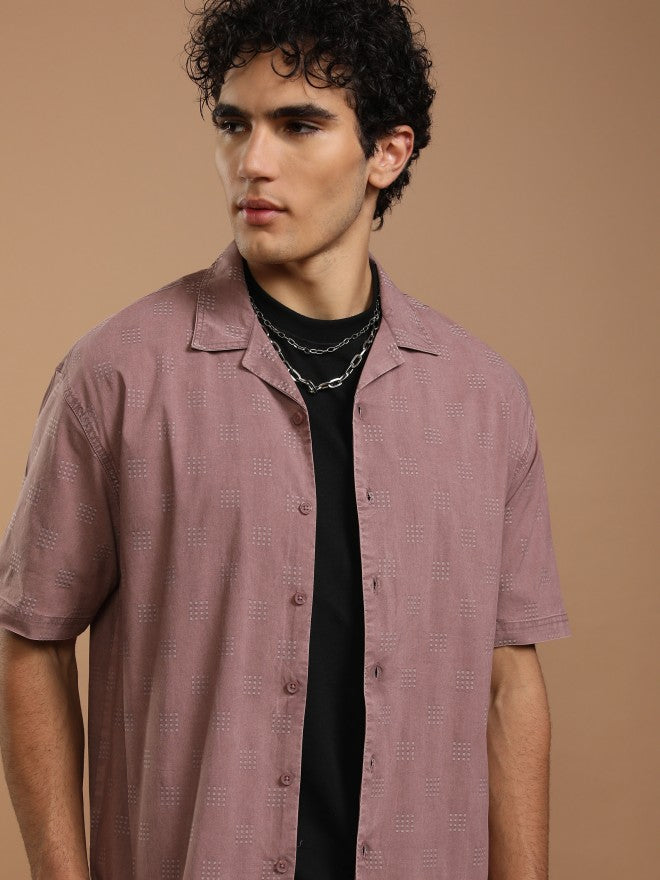 Highlander Men Maroon Faded Oversized Fit Casual Shirt - Maroon - Image 1