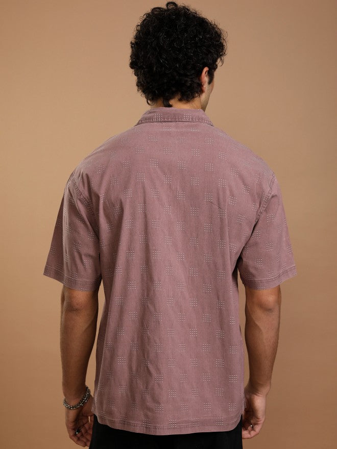 Highlander Men Maroon Faded Oversized Fit Casual Shirt - Maroon - Image 3