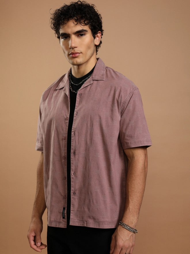 Highlander Men Maroon Faded Oversized Fit Casual Shirt - Maroon - Image 4