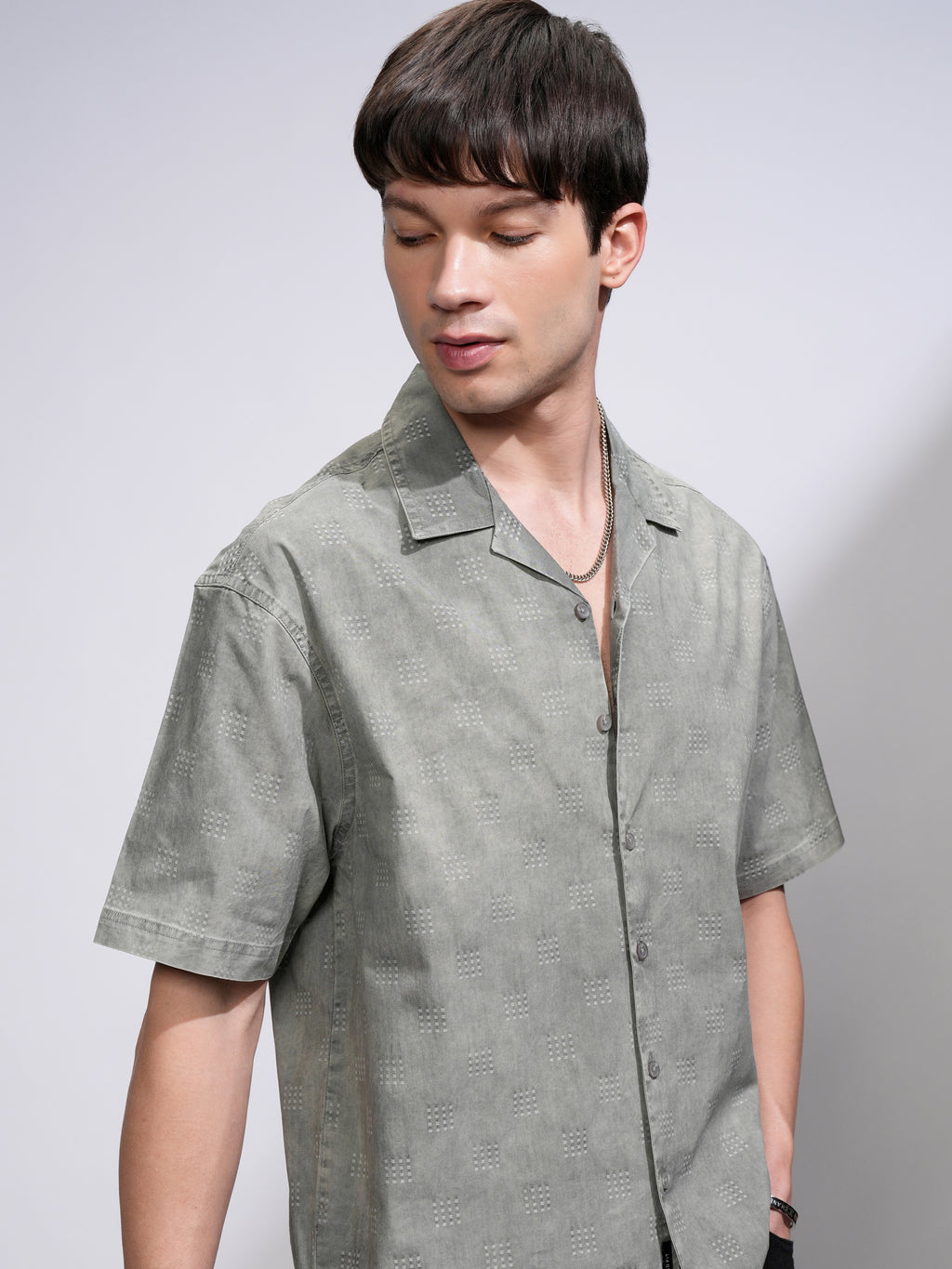 Highlander Men Green Printed Oversized Fit Casual Shirt - Green - Image 1