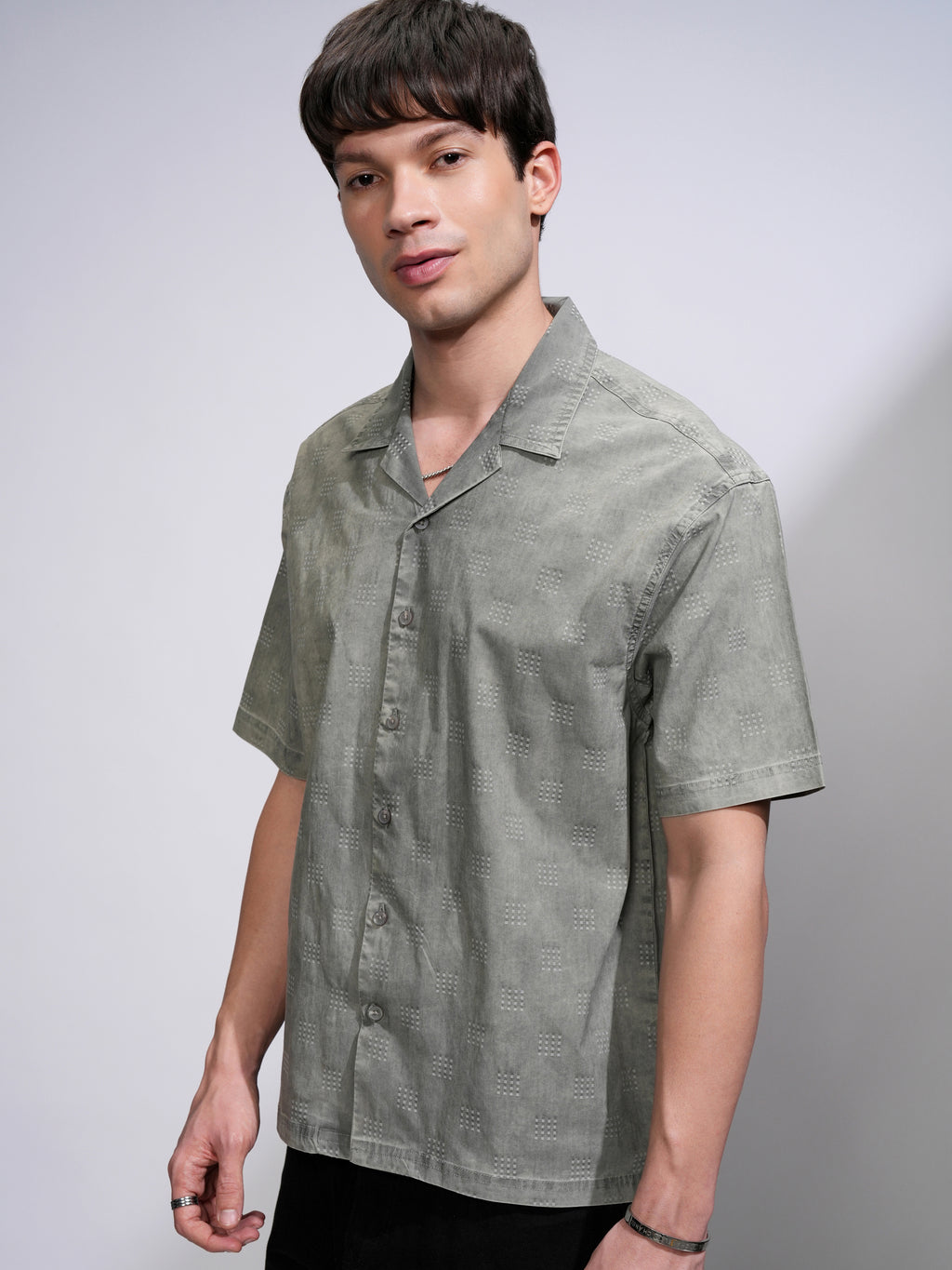 Highlander Men Green Printed Oversized Fit Casual Shirt - Green - Image 4