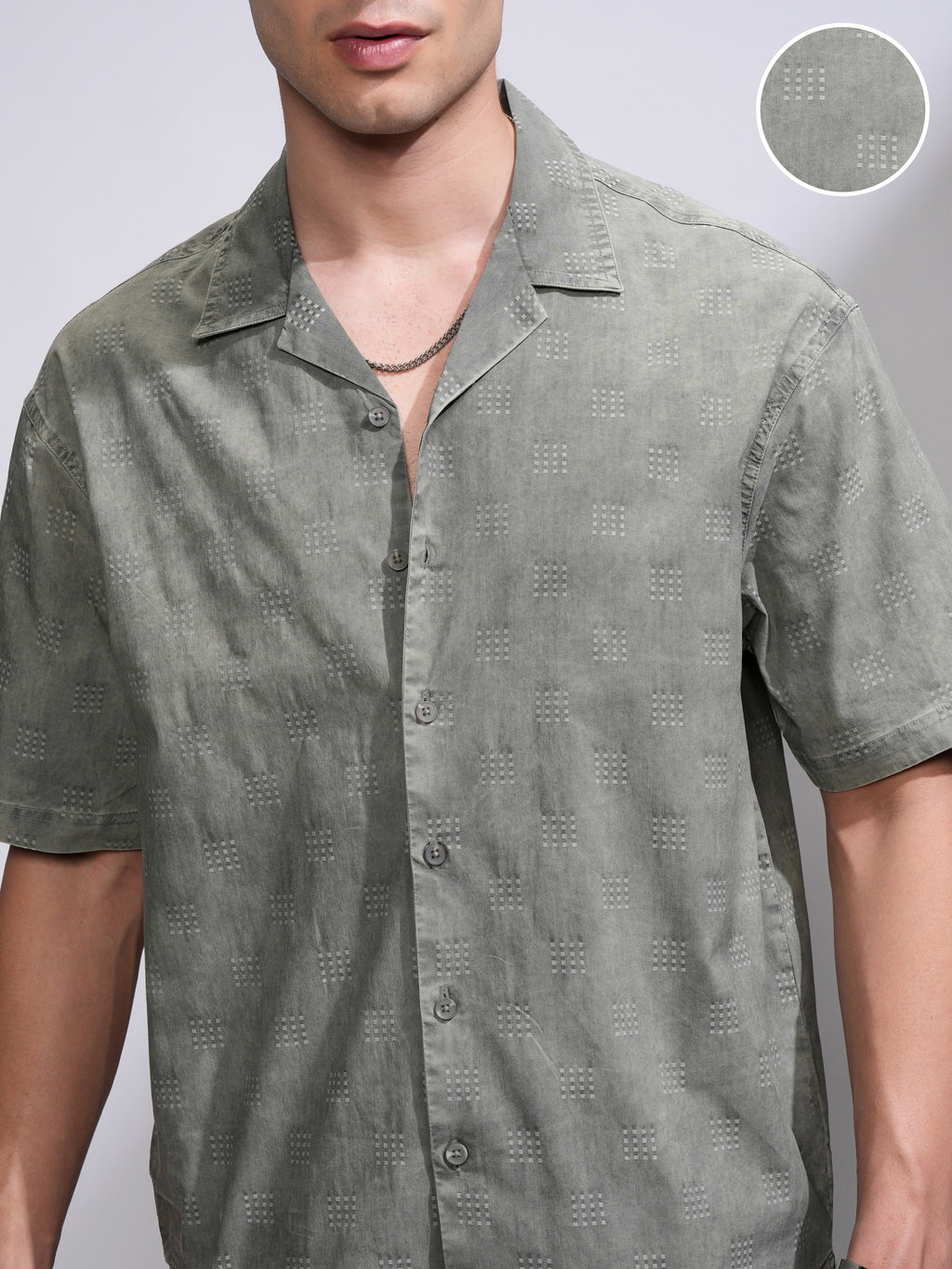 Highlander Men Green Printed Oversized Fit Casual Shirt - Green - Image 5