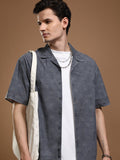 Highlander Men Blue Faded Oversized Fit Casual Shirt - Blue - Image 1