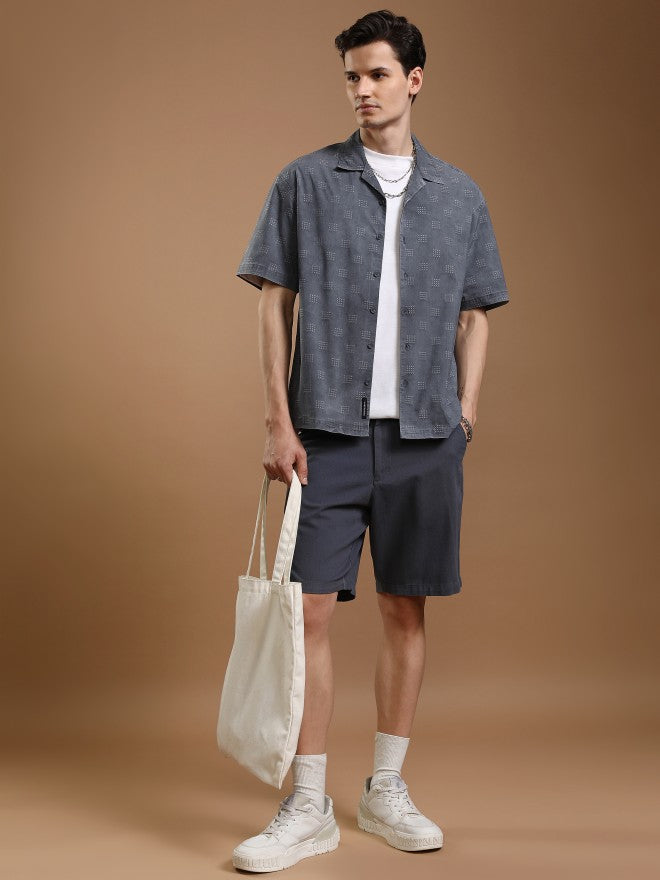 Highlander Men Blue Faded Oversized Fit Casual Shirt - Blue - Image 2