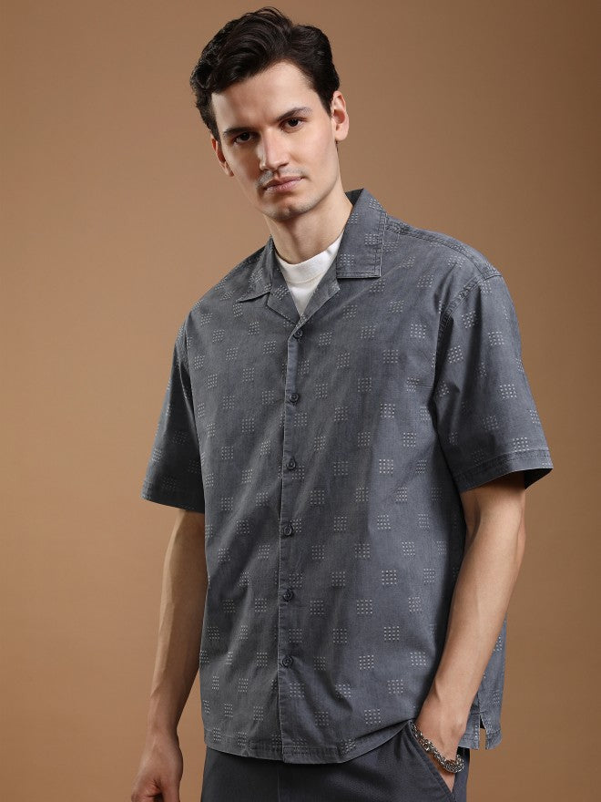 Highlander Men Blue Faded Oversized Fit Casual Shirt - Blue - Image 4