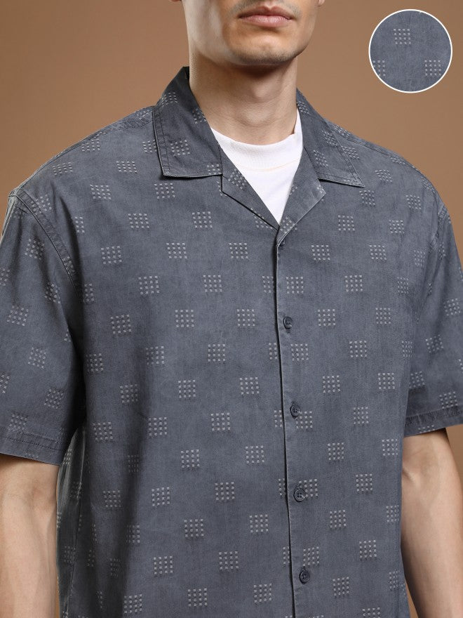 Highlander Men Blue Faded Oversized Fit Casual Shirt - Blue - Image 5