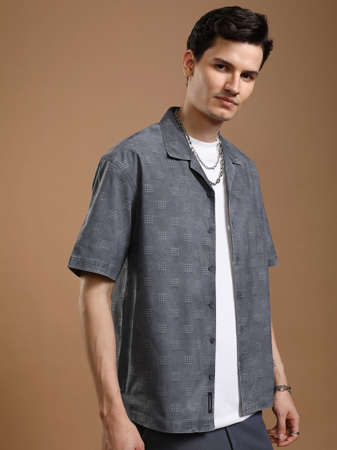 Highlander Men Blue Faded Oversized Fit Casual Shirt - Blue - Image 6