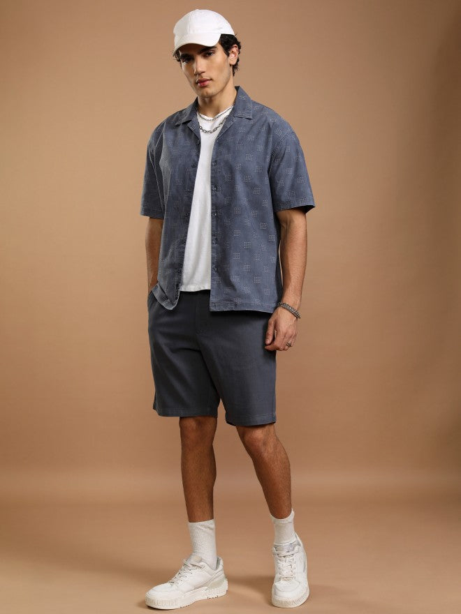 Highlander Men Blue Faded Oversized Fit Casual Shirt - Blue - Image 2
