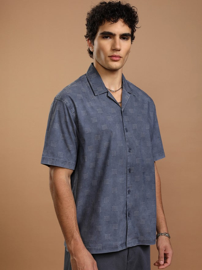Highlander Men Blue Faded Oversized Fit Casual Shirt - Blue - Image 6