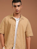Highlander Men Mustard Solid Oversized Fit Casual Shirt - Mustard - Image 1