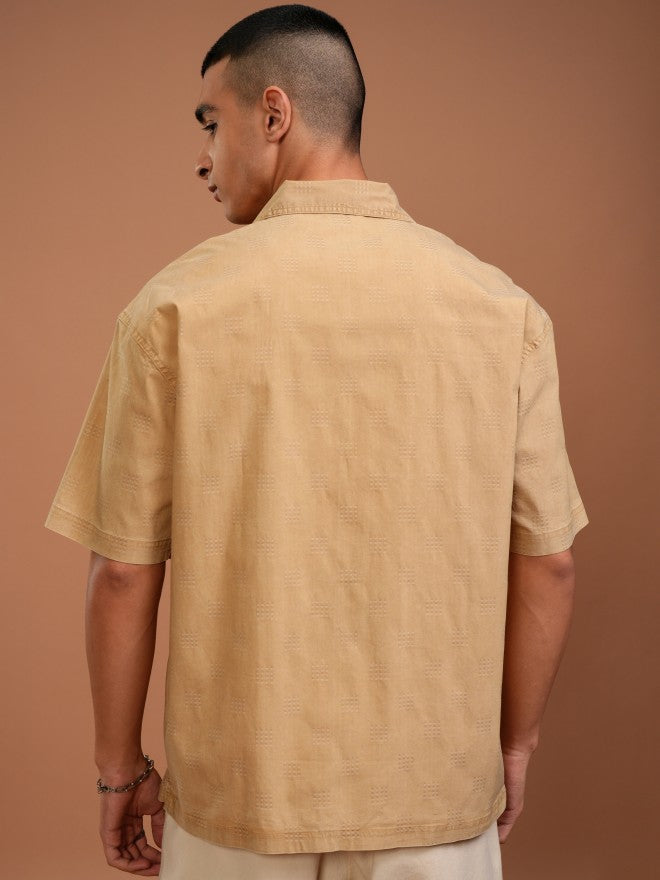 Highlander Men Mustard Solid Oversized Fit Casual Shirt - Mustard - Image 3