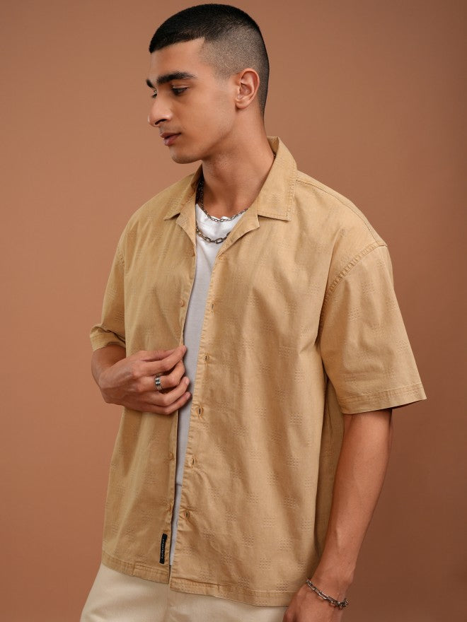 Highlander Men Mustard Solid Oversized Fit Casual Shirt - Mustard - Image 4