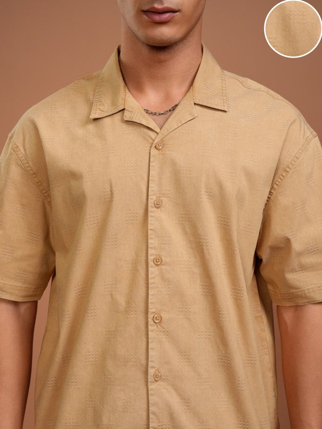 Highlander Men Mustard Solid Oversized Fit Casual Shirt - Mustard - Image 5