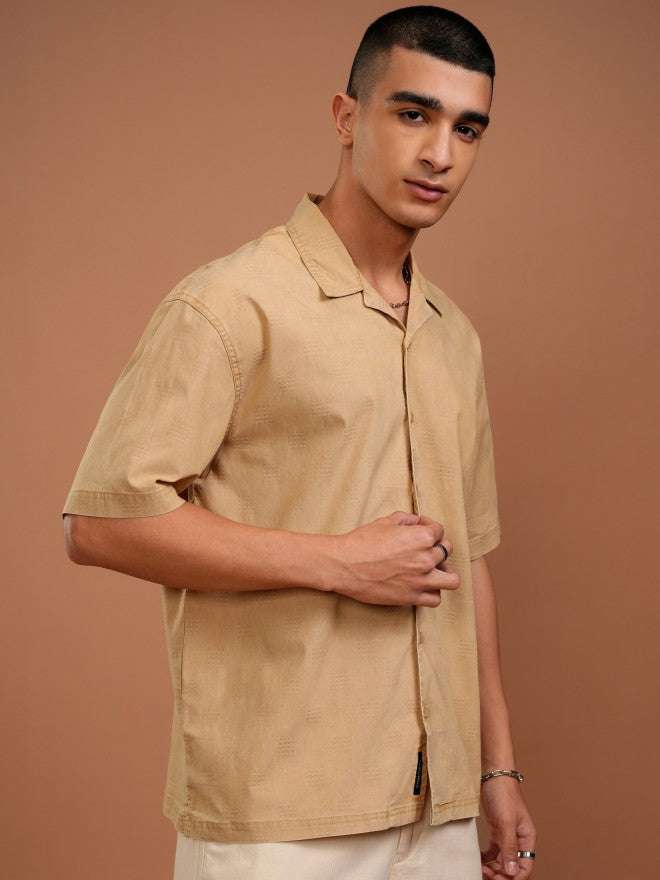 Highlander Men Mustard Solid Oversized Fit Casual Shirt - Mustard - Image 6