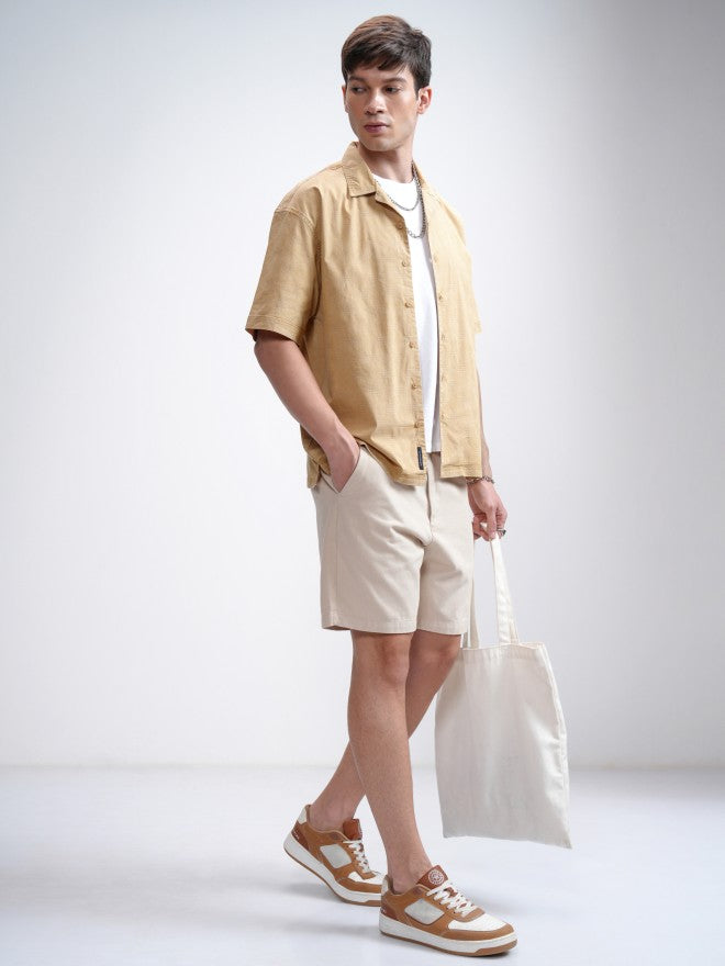 Highlander Men Mustard Solid Oversized Fit Casual Shirt - Mustard - Image 2