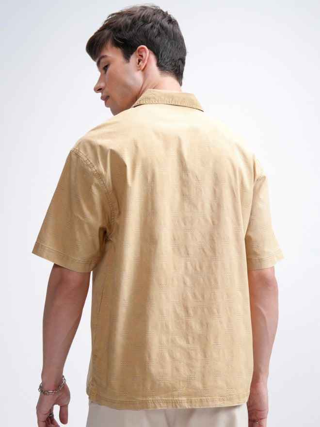 Highlander Men Mustard Solid Oversized Fit Casual Shirt - Mustard - Image 3