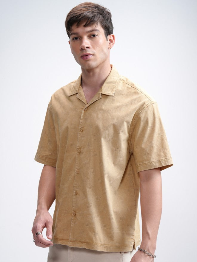Highlander Men Mustard Solid Oversized Fit Casual Shirt - Mustard - Image 4