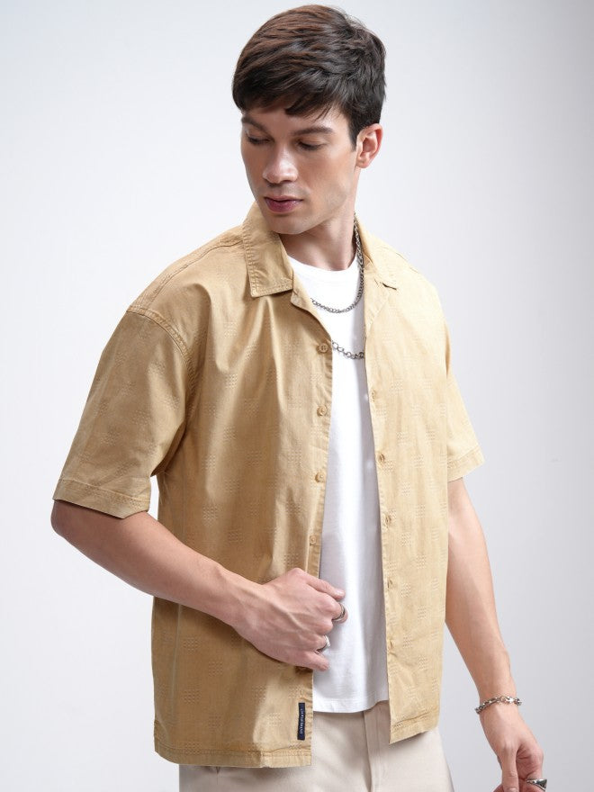 Highlander Men Mustard Solid Oversized Fit Casual Shirt - Mustard - Image 6