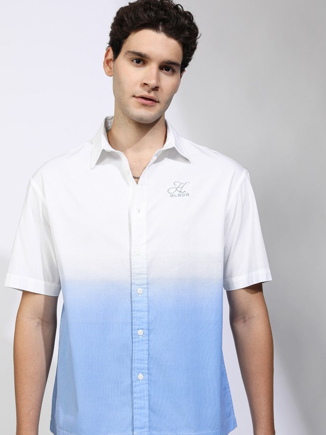 Highlander Men Cream Colourblocked Oversized Fit Casual Shirt - Cream - Image 1