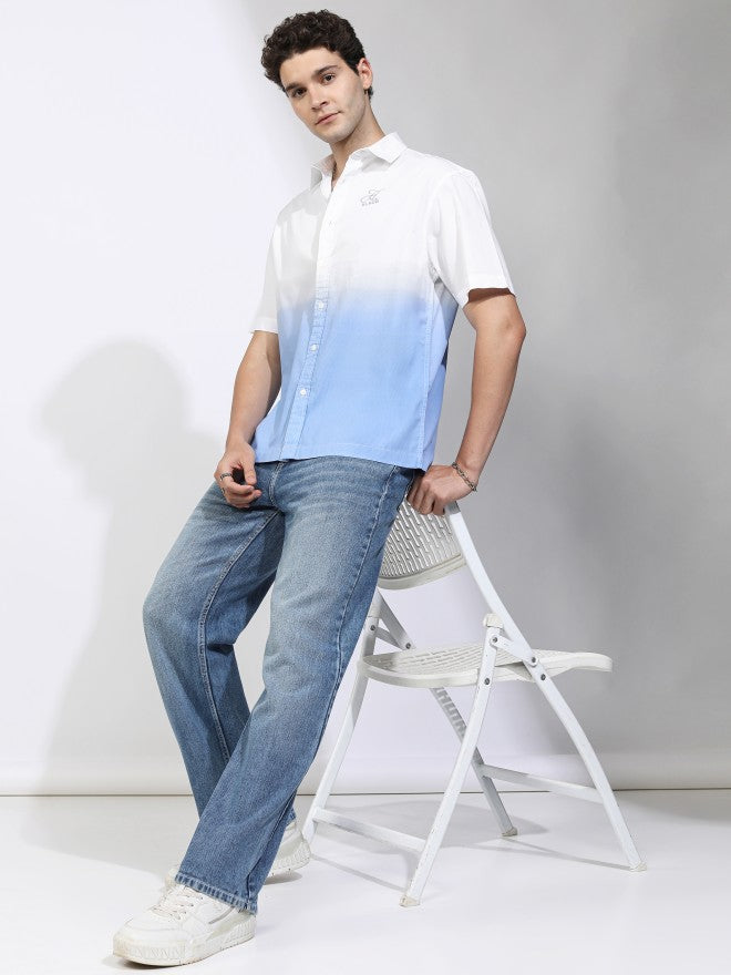 Highlander Men Cream Colourblocked Oversized Fit Casual Shirt - Cream - Image 2