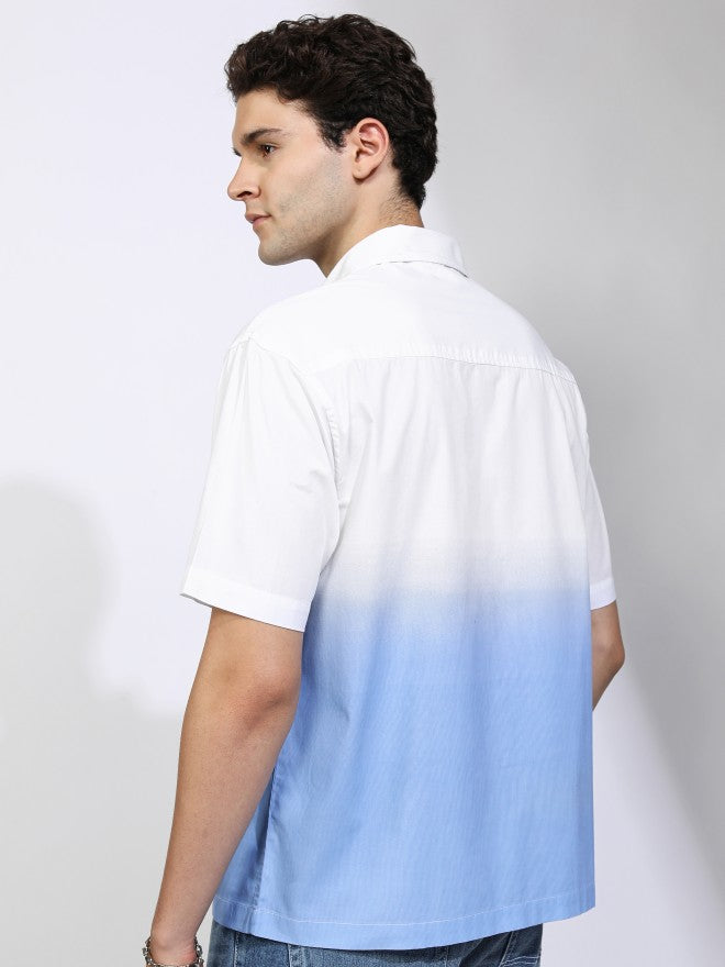 Highlander Men Cream Colourblocked Oversized Fit Casual Shirt - Cream - Image 3