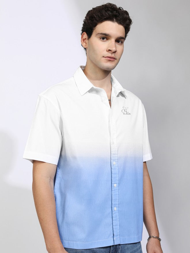 Highlander Men Cream Colourblocked Oversized Fit Casual Shirt - Cream - Image 6