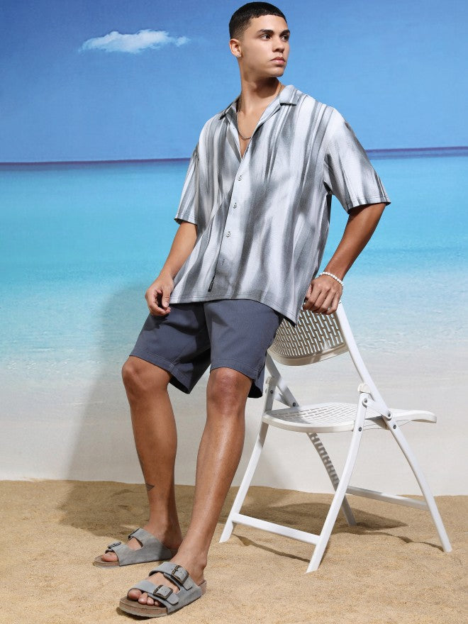 Highlander Men Grey Printed Oversized Fit Casual Shirt - Grey - Image 2
