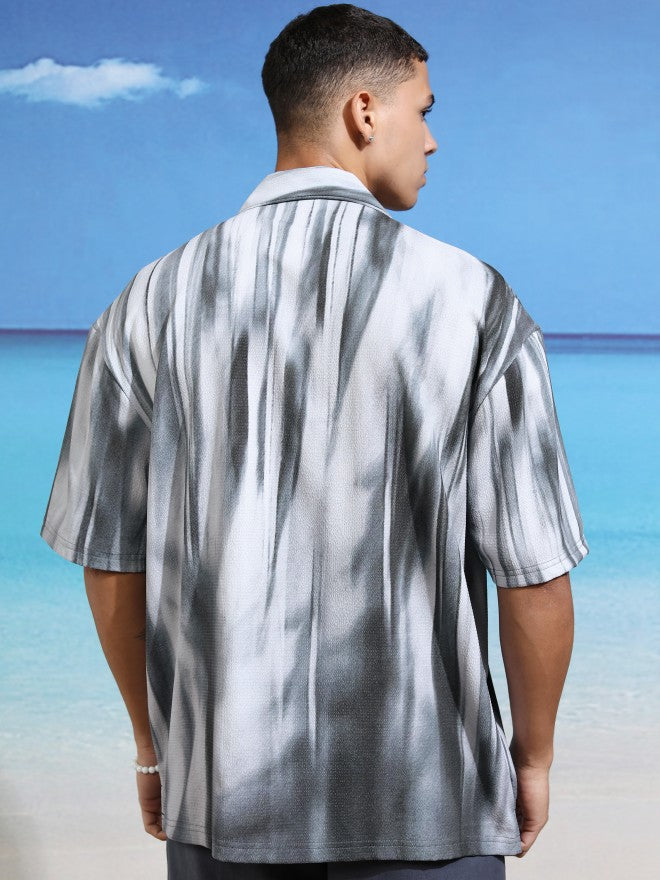 Highlander Men Grey Printed Oversized Fit Casual Shirt - Grey - Image 3