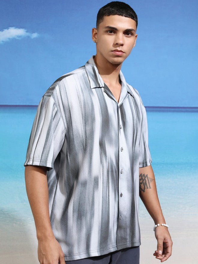 Highlander Men Grey Printed Oversized Fit Casual Shirt - Grey - Image 6