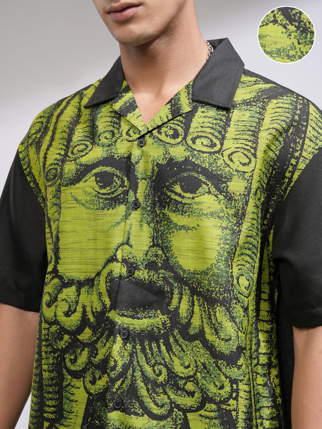 Highlander Men Black Printed Oversized Fit Casual Shirt - Black - Image 5