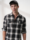 Highlander Men Black Checked Oversized Fit Casual Shirt - Black - Image 1