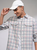 Highlander Men Blue Checked Relaxed Fit Casual Shirt - Blue - Image 1