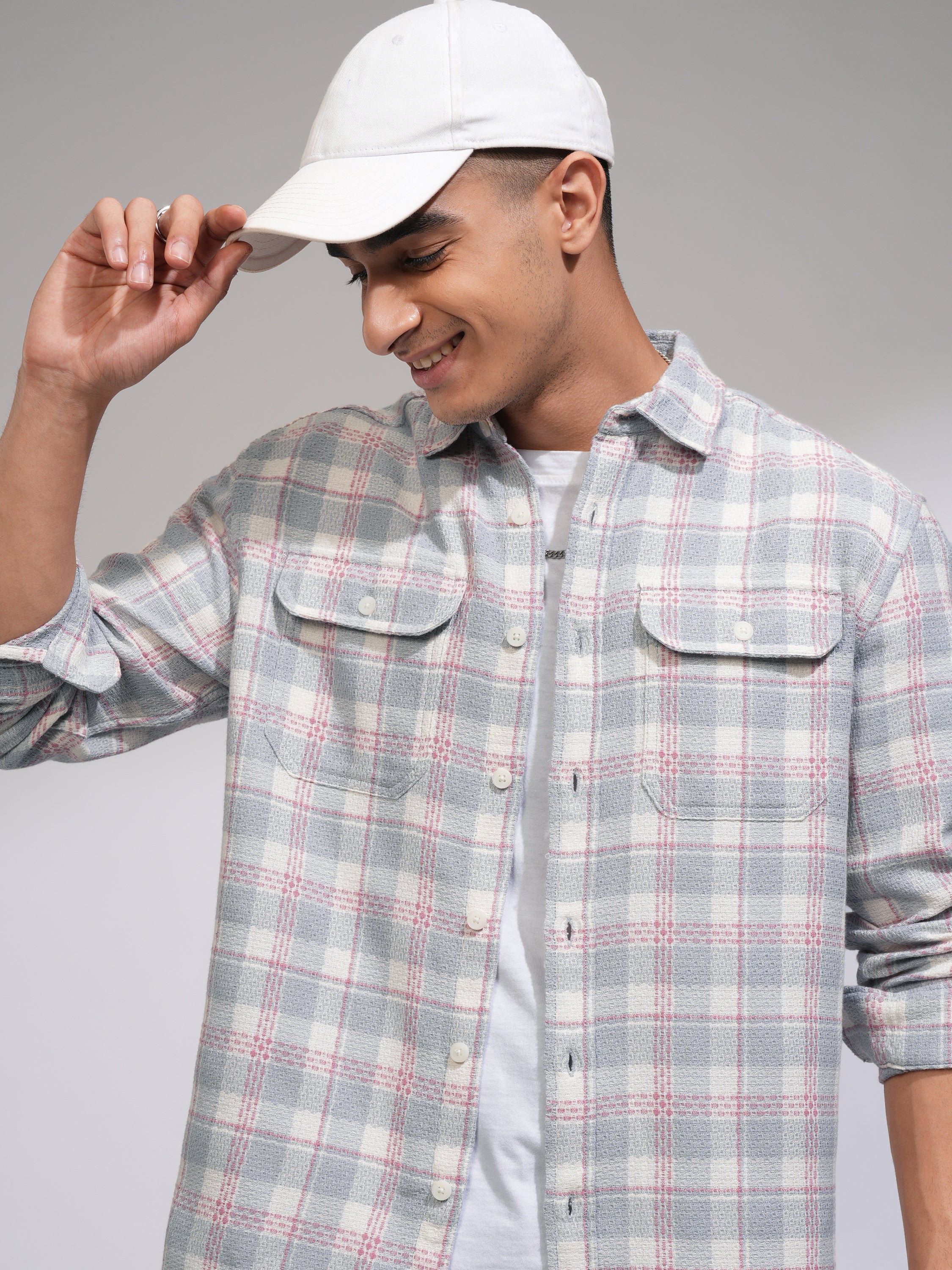 Highlander Men Blue Checked Relaxed Fit Casual Shirt - Blue - Image 1