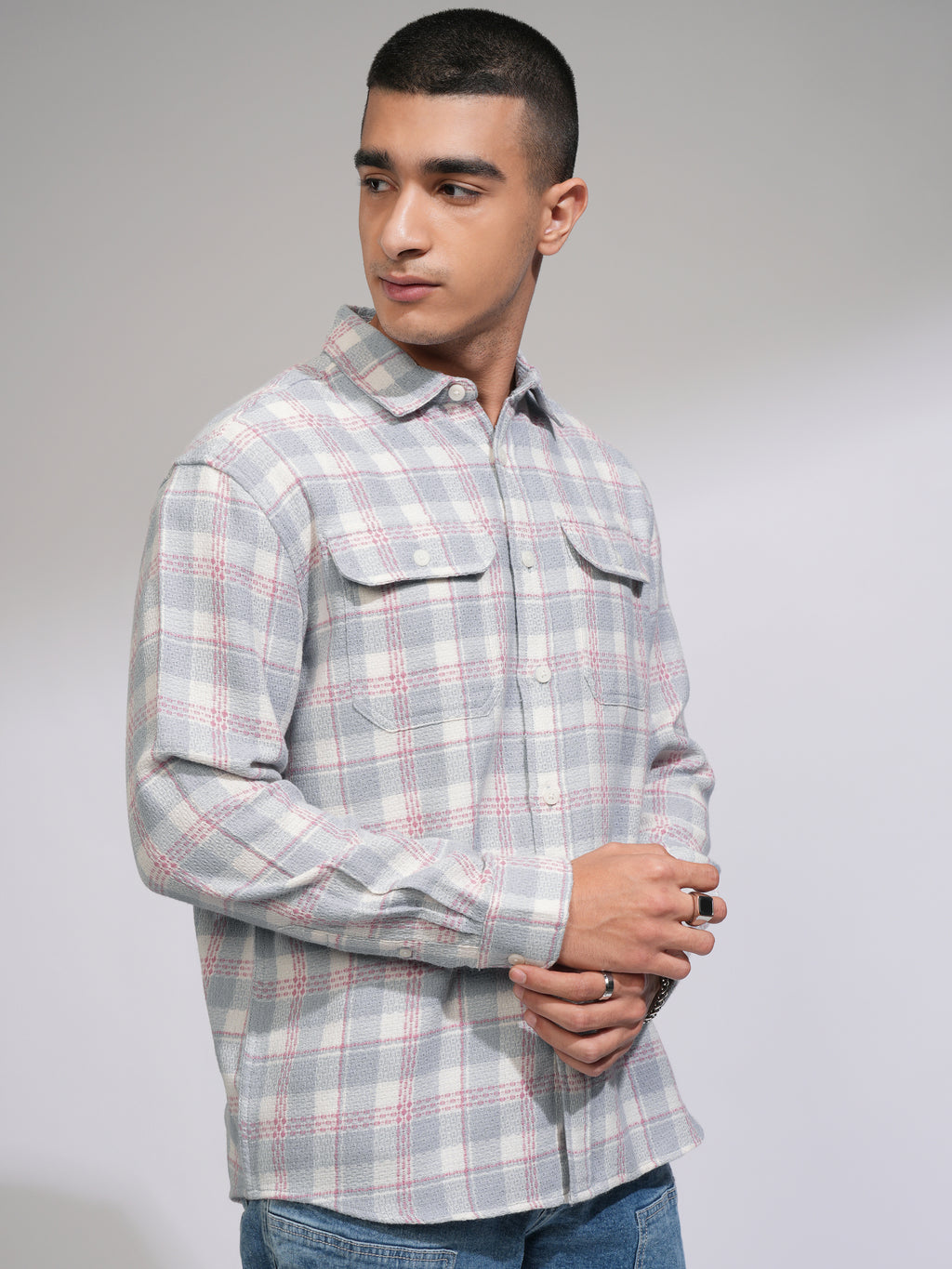 Highlander Men Blue Checked Relaxed Fit Casual Shirt - Blue - Image 6