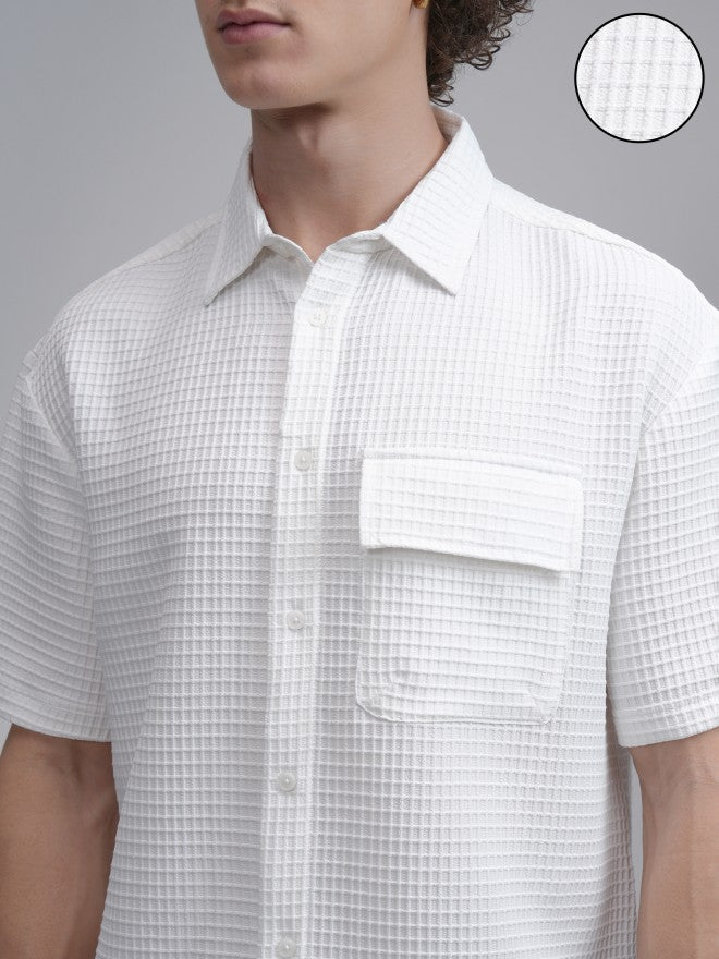 Highlander Men White Solid Oversized Fit Casual Shirt - White - Image 5