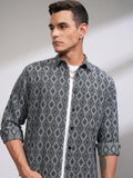 Highlander Men Teal Textured Oversized Fit Casual Shirt - Teal - Image 1
