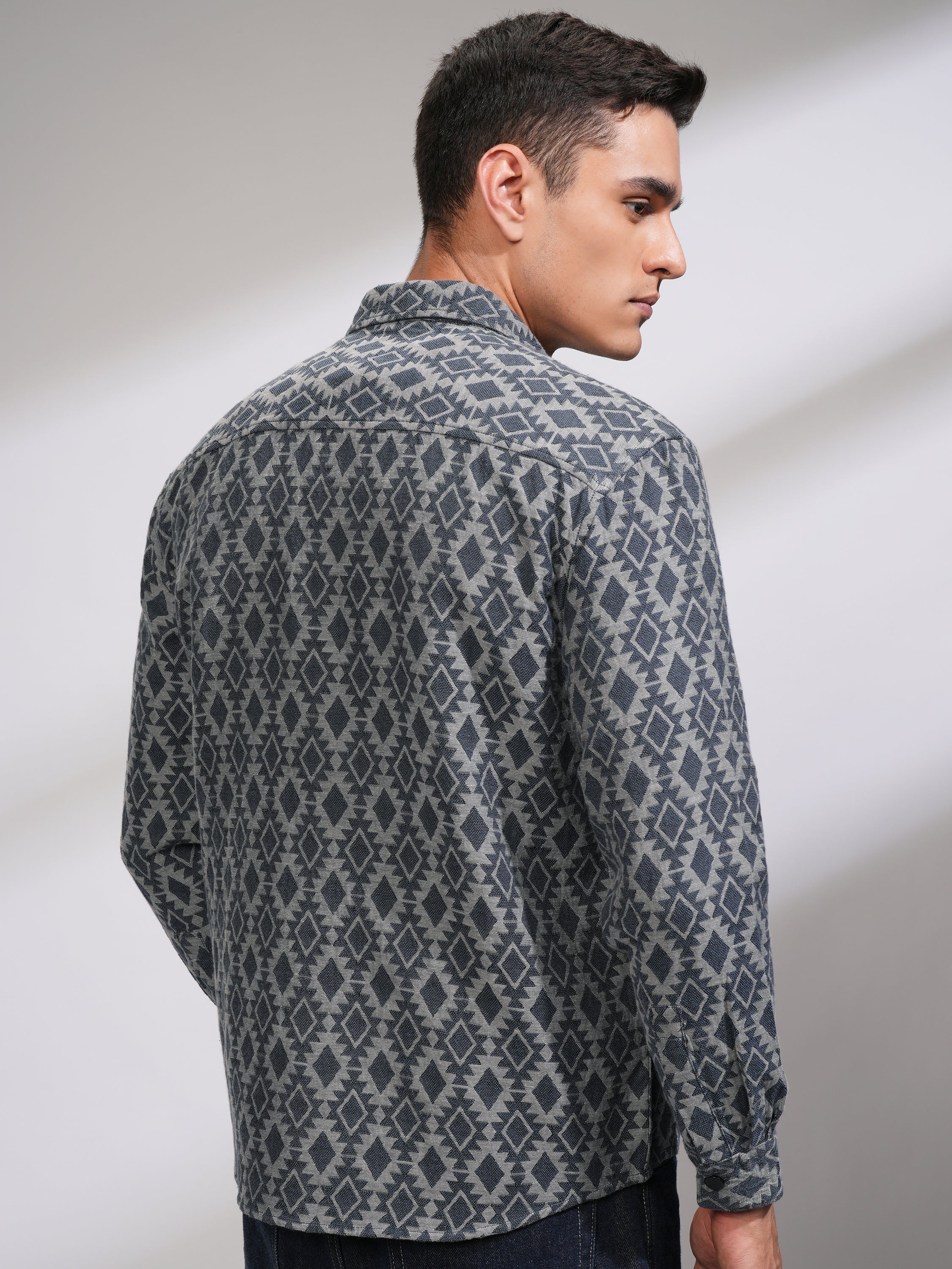 Highlander Men Teal Textured Oversized Fit Casual Shirt - Teal - Image 3