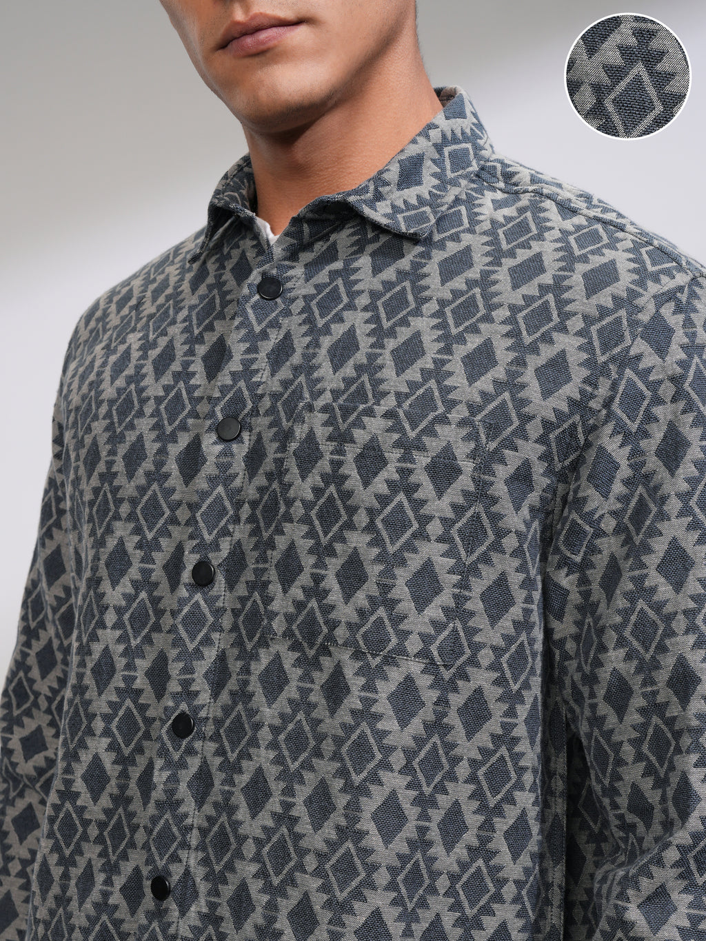 Highlander Men Teal Textured Oversized Fit Casual Shirt - Teal - Image 5