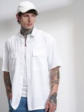 Highlander Men White Solid Oversized Fit Casual Shirt - White - Image 1