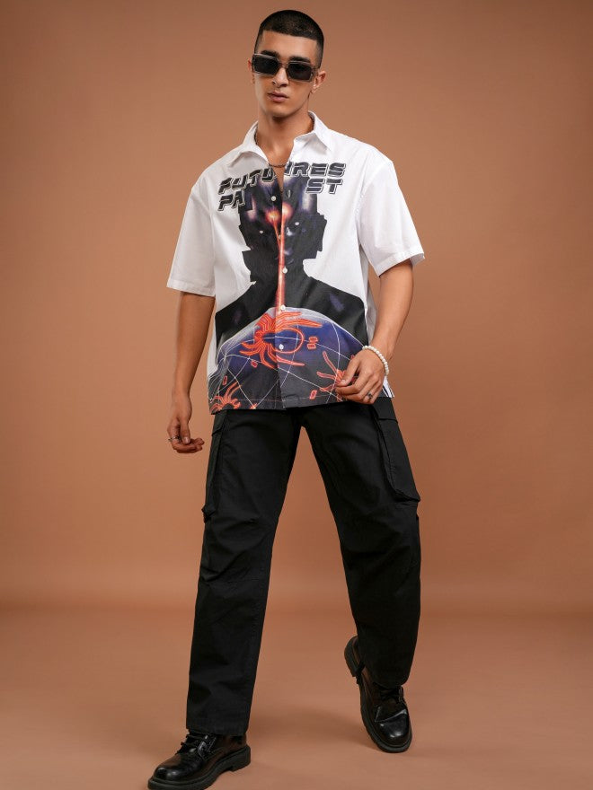 Highlander Men White Printed Oversized Fit Casual Shirt - White - Image 2